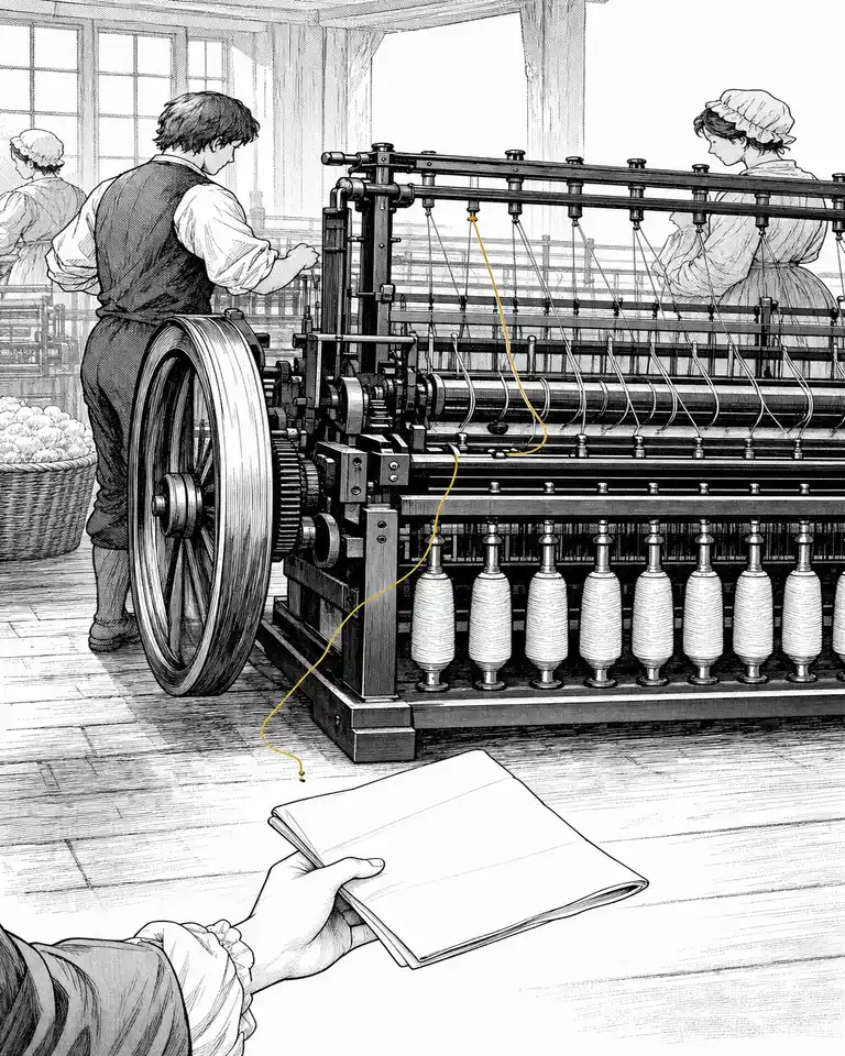 Una máquina textil produce beneficios en varios talleres mientras su creador queda aparte con una petición de compensación.